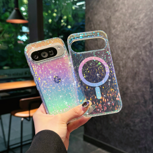 Luxury Laser Glitter Phone Case For Google Pixel 9 10 Pro XL 9A 9pro For Magsafe Magnetic Shockproof Bumper Hard Cover Funda