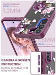 Dretal for Samsung Galaxy S22 5G Case Floral, Military Grade Drop Tested Hard Back & Soft Edge Slim Flower Women Girls Phone Protective Cover + Tempered Glass Screen Protector for Galaxy S22 (Purple)