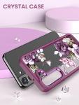 Dretal for Samsung Galaxy S22 5G Case Floral, Military Grade Drop Tested Hard Back & Soft Edge Slim Flower Women Girls Phone Protective Cover + Tempered Glass Screen Protector for Galaxy S22 (Purple)
