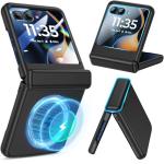 Magnetic for Motorola Razr 2025/2024 Case with Built-in Screen Protector, for Moto Razr 2025/2024 Case [Compatible with MagSafe][Hinge Protection] – Hard PC Anti-Scratch Shockproof Slim Cover -Black