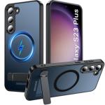 Cum2giff Magnetic for Samsung Galaxy S23+ Plus Phone Case with Adjustable Kickstand, S23+ Case [Shockproof Military Grade Drop Protection] Translucent Matte Back Phone Cover for S23 Plus 6.6", Black