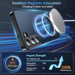 Cum2giff Magnetic for Samsung Galaxy S23+ Plus Phone Case with Adjustable Kickstand, S23+ Case [Shockproof Military Grade Drop Protection] Translucent Matte Back Phone Cover for S23 Plus 6.6", Black