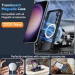 Cum2giff Magnetic for Samsung Galaxy S23+ Plus Phone Case with Adjustable Kickstand, S23+ Case [Shockproof Military Grade Drop Protection] Translucent Matte Back Phone Cover for S23 Plus 6.6", Black