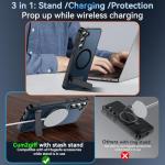 Cum2giff Magnetic for Samsung Galaxy S23+ Plus Phone Case with Adjustable Kickstand, S23+ Case [Shockproof Military Grade Drop Protection] Translucent Matte Back Phone Cover for S23 Plus 6.6", Black