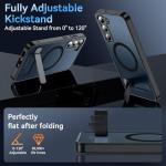 Cum2giff Magnetic for Samsung Galaxy S23+ Plus Phone Case with Adjustable Kickstand, S23+ Case [Shockproof Military Grade Drop Protection] Translucent Matte Back Phone Cover for S23 Plus 6.6", Black