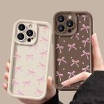 Pink Bow Love Heart Design Silicone Phone Case For iPhone 17 16 15 14 13 12 11 Pro Plus Max XS X XR 17 Air 16E Soft TPU Cover