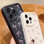Pink Bow Love Heart Design Silicone Phone Case For iPhone 17 16 15 14 13 12 11 Pro Plus Max XS X XR 17 Air 16E Soft TPU Cover