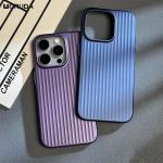 Luxury Plating Stripes Case For iPhone 13 14 15 16 17 Pro Max Air Ultra Thin Matte Cover For iPhone 15 Plus Hard Shockroof Case