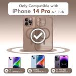 CAPRARO Cute for iPhone 14 Pro Case, Compatible with MagSafe, [Curly Wave Edge] [Full Camera Protection] [14 FT Drop Protection] Magnetic Phone Case for 14 Pro 6.1 Inch, Brown