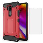 Asuwish Phone Case for LG G7 ThinQ with Tempered Glass Screen Protector Cover and Slim Cell Accessories Protective LGG7 One G 7 Plus LG7 Fit LG7ThinQ 7G Thin Q G7+ G7thinq LGG7thinq Women Men Red