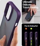 TORRAS Shockproof Designed for iPhone 14 Pro Case, [Military-Grade Drop Tested] Translucent Matte Hard Back with Silicone Slim Protective Anti-Fingerprint Anti-Scratch Phone Case Guardian 2022, Purple