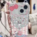 Milk Tank Cute Hello Kitty Phone Case For iPhone 17 16 15 14 13 12 11 Pro Max XR XS MAX 7 8 PLUS INS Cat Ears Transparent Cover