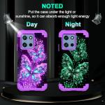 Casetego Compatible with Moto G 5G 2025 Case,Glow in The Dark Three Layer Heavy Duty Sturdy Shockproof Full Protection Rugged Hard PC+Soft TPU Bumper Case,All Purple