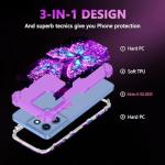 Casetego Compatible with Moto G 5G 2025 Case,Glow in The Dark Three Layer Heavy Duty Sturdy Shockproof Full Protection Rugged Hard PC+Soft TPU Bumper Case,All Purple