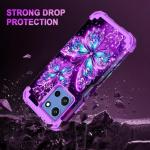 Casetego Compatible with Moto G 5G 2025 Case,Glow in The Dark Three Layer Heavy Duty Sturdy Shockproof Full Protection Rugged Hard PC+Soft TPU Bumper Case,All Purple