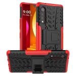 Yiakeng Cellular Phone Case, Shockproof Slim Protective Kickstand Hard Case for LG Velvet 5G (Red)