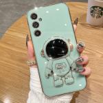 A 16 26 36 56 Astronaut Holder Plating Case For Samsung Galaxy A16 A26 A36 A56 A15 A35 A55 M15 M35 M55 Silicone Stand Cover S25