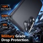 SPIDERCASE Designed for Samsung Galaxy S25 Case, [10 FT Military Grade Drop Protection], 2 Pack [Tempered Glass Screen Protector+Camera Lens Protector] Heavy Duty Shockproof Case, Black