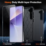 SPIDERCASE Designed for Samsung Galaxy S25 Case, [10 FT Military Grade Drop Protection], 2 Pack [Tempered Glass Screen Protector+Camera Lens Protector] Heavy Duty Shockproof Case, Black