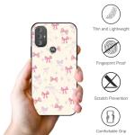 Zrutru 2 Pack Pink Bow Phone Case for Motorola Moto G Power 2022 4G 6.5",Cartoon Cute Kawaii Ribbon Bowknot Floral Flower Pattern Cases Aesthetic Design,Black TPU Bumper Protective Cover for Girls