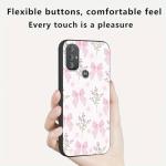 Zrutru 2 Pack Pink Bow Phone Case for Motorola Moto G Power 2022 4G 6.5",Cartoon Cute Kawaii Ribbon Bowknot Floral Flower Pattern Cases Aesthetic Design,Black TPU Bumper Protective Cover for Girls