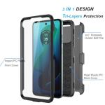 Njjex for Moto G 5G 2024 Case, for Motorola Moto G 5G 2024 Phone Holster Case, [Nbeck] Shockproof Heavy Duty Built-in Screen Protector Rugged Swivel Belt Clip Holster Kickstand Hard Cover [Black]