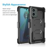 Njjex for Moto G 5G 2024 Case, for Motorola Moto G 5G 2024 Phone Holster Case, [Nbeck] Shockproof Heavy Duty Built-in Screen Protector Rugged Swivel Belt Clip Holster Kickstand Hard Cover [Black]