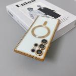 Plating Transparent Magsafe Case for Samsung Galaxy S25 S24 S22 S21 S23 Ultra Plus Magnetic Wireless charge Silicone Soft Cover