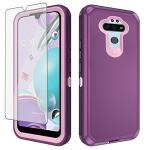 Phone Case for LG Aristo 5/K31/Fortune 3/Phoenix 5/K8x/Tribute Monarch/Risio 4 with Screen Protector Cell Cover Hybrid Protective LGK31 Rebel K 31 31K Aristo5 Plus Astro 5+ Risio4 2020 Men Purple