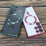 Plating Transparent Magsafe Case for Samsung Galaxy S25 S24 S22 S21 S23 Ultra Plus Magnetic Wireless charge Silicone Soft Cover