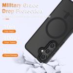 YENAPOON for Samsung Galaxy S24 FE Case, Matte Magnetic Phone Case with 1 Screen Protector, Support for Magsafe, Translucent Frosted Slim Shockproof Protective Cover for Samsung Galaxy S24 FE, Black