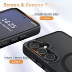YENAPOON for Samsung Galaxy S24 FE Case, Matte Magnetic Phone Case with 1 Screen Protector, Support for Magsafe, Translucent Frosted Slim Shockproof Protective Cover for Samsung Galaxy S24 FE, Black