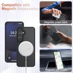 YENAPOON for Samsung Galaxy S24 FE Case, Matte Magnetic Phone Case with 1 Screen Protector, Support for Magsafe, Translucent Frosted Slim Shockproof Protective Cover for Samsung Galaxy S24 FE, Black