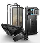 Dexnor for Motorola Moto Edge 2025 Case, [2 Front Frame] [Built-in Magnetic Slide Camera Cover & Kickstand] Heavy Duty Protection Shockproof Phone Case with Screen Protector, 6.7 inch Black