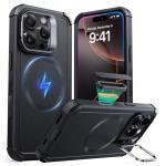 ESR for iPhone 16 Pro Max Case with Stash Stand, Camera Control, 23FT Military-Grade Shock-Absorbing Drop Protection, Compatible with MagSafe Accessories, Magnetic Cyber Series, Black