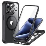 ESR for iPhone 15 Pro Case, Compatible with MagSafe, Full-Body Military-Grade Drop Proof Case for iPhone 15 Pro with Built-in 9H+ Tempered Glass Screen Protector, Clear Black