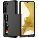 Nvollnoe for Samsung S22 Case with Card Holder 5G 6.1 inch Slim Dual Layer Heavy Duty Protective for Galaxy S22 Case Hidden Card Slot Wallet Case for Samsung S22(Black)