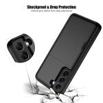 Nvollnoe for Samsung S22 Case with Card Holder 5G 6.1 inch Slim Dual Layer Heavy Duty Protective for Galaxy S22 Case Hidden Card Slot Wallet Case for Samsung S22(Black)