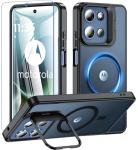 WakongHK for Motorola Moto G 2026/Moto G Play 2026 Case Magnetic, with Stash Stand & Screen Protector Military-Grade Shockproof Phone Translucent Matte Slim Case for Moto G 2026/Moto G Play 2026-Black