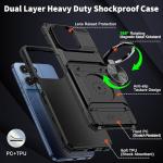 Vofolen for Motorola Moto G 5G 2025 Case with Card Holder [Store 2 Cards] + 360° Magnetic Rotated Ring Kickstand Dual Layer Heavy Duty Shockproof Wallet Phone Case for Moto G 5G 2025, Black