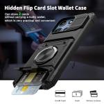 Vofolen for Motorola Moto G 5G 2025 Case with Card Holder [Store 2 Cards] + 360° Magnetic Rotated Ring Kickstand Dual Layer Heavy Duty Shockproof Wallet Phone Case for Moto G 5G 2025, Black