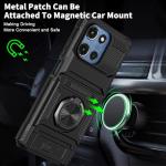 Vofolen for Motorola Moto G 5G 2025 Case with Card Holder [Store 2 Cards] + 360° Magnetic Rotated Ring Kickstand Dual Layer Heavy Duty Shockproof Wallet Phone Case for Moto G 5G 2025, Black