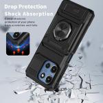 Vofolen for Motorola Moto G 5G 2025 Case with Card Holder [Store 2 Cards] + 360° Magnetic Rotated Ring Kickstand Dual Layer Heavy Duty Shockproof Wallet Phone Case for Moto G 5G 2025, Black