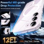 For Samsung Galaxy S23 Case With 200% Stronger Magnetic,S23 Phone Case With Screen Protector,Anti-Yellowing Military-Grade Protection Slim Galaxy S23 Case 5g-Anti-Scratch Shockproof Cover-Clear