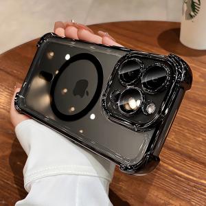 Plating Shockproof Airbag Magsafe Wireless Charge Case For iPhone 17 Air 16 15 14 13 12 Pro Max Anti Shock Proof Magnetic Covers