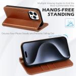 SHIELDON Case for iPhone 15 Pro Max 6.7", Genuine Leather Wallet Flip Magnetic Cover RFID Blocking Credit Card Holder Kickstand TPU Shockproof Case Compatible with iPhone 15 Pro Max 5G - Retro Brown