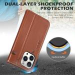 SHIELDON Case for iPhone 15 Pro Max 6.7", Genuine Leather Wallet Flip Magnetic Cover RFID Blocking Credit Card Holder Kickstand TPU Shockproof Case Compatible with iPhone 15 Pro Max 5G - Retro Brown