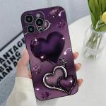 Valentines Purple Heart-Shaped Phone Case For Samsung Galaxy S25 S24 S23 S22 S21 Ultra Plus FE A26 A36 A56 A35 A55 A34 A54 Cover
