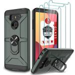 GAMEMIUZ Case for LG G6, with [3X Tempered Glass Screen Protector], Built-in Ring Kickstand and Magnetic Car Mount Shockproof Dropproof Military Grade Armor Rugged Cover for LG G6 - Dark Green