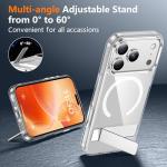 SPIDERCASE Magnetic for iPhone 17 Pro Max Case,with [3 Stand Ways] [Military Grade Drop Protection] with Invisible Stand Shockproof Slim Case for iPhone 17 Pro Max 6.9 inch,Clear